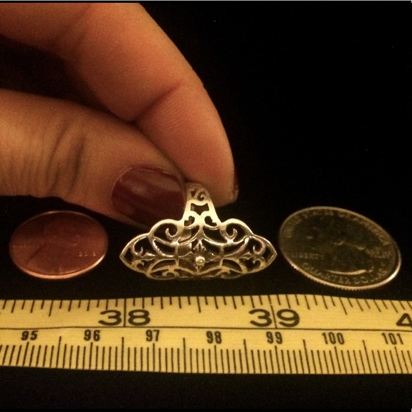 6 3/4 Silver Scroll Ring Vintage Art Nouveau - Picture 5 of 8
